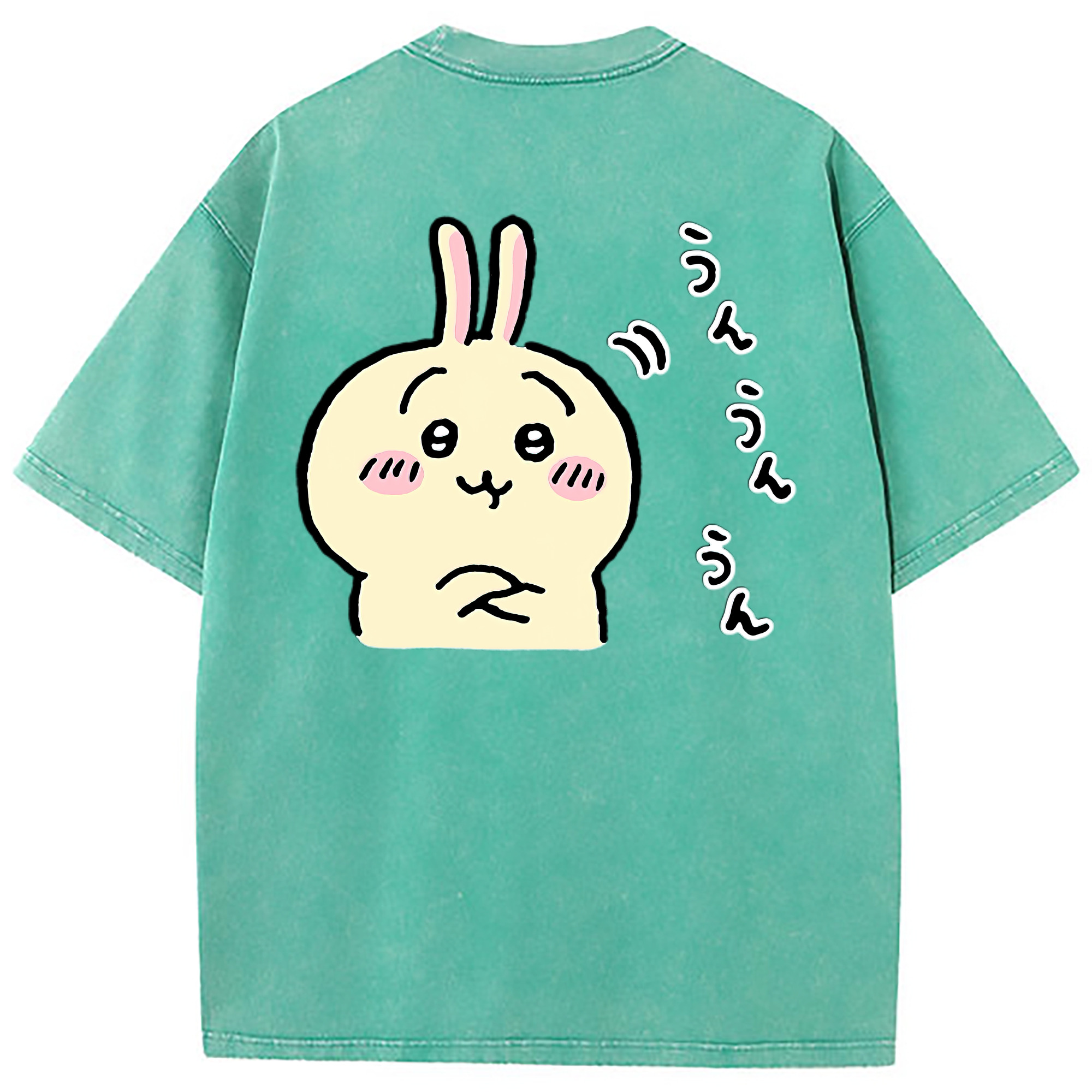 （画像用） ちいかわ うさぎ Chii-kawa usagi 綿100% ヴィンテージ風 半袖Tシャツ（背面プリント）